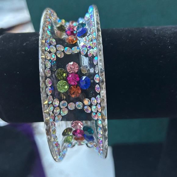 Colorful‎ Rhinestone Bangle Bracelet - Picture 3 of 4